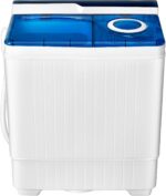COSTWAY Portable Washing Machine, Twin Tub 26 Lbs Capacity, 18 Lbs Washer and 8 Lbs Spinner, Compact Washer with Control Knobs, Timer Function, Drain Pump, Laundry washer for Apartment RV, Blue