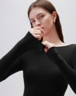 SUUKSESS Cloud Cashmere Women Boat Neck Fitted Long Sleeve Shirt Basic Knit Tops - Image 3