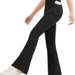 Suggest a better title and return a single title only without any other comments: JOCMIC Girls Flare Leggings Kids Bell Bottom High Waisted Yoga Dance Flared Bootcut Pants