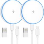 MagSafe Charger 2 Pack 15W Magnetic Wireless Charger Fast Charging Pad Compatible with iPhone 17/16/15/14/13/12 Series & AirPods 4/3/2/Pro Magnetic MagSafe Charging Pad with Dual Ports