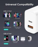 [4 Pack] USB C Charger Block Fast Charging Multiport Adpater [PD 20W USB-C & QC 3.0 USB-A Port] for iPhone 17/16/15/14/13/12/11/X/8, iPad, Galaxy, Google & More - Image 6