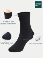 COTTON DAY Unisex Little Kids Youth Boys Girls Soft Cotton Crew Dress Socks Seamless Toe Black White Gray Navy 6 Pack - Image 3