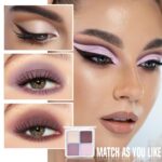 4 Colors Light Violet Pink Purple Brown Eye Shadow Powder Palette Makeup, Neutral Matte Shimmer Quads Eyeshadow Palette for Women Highly Pigmented Waterproof, paleta de sombras de ojos,Vegan 02 - Image 5