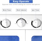Giantex Portable Mini Compact Twin Tub Washing Machine 20lbs Washer Spain Spinner Portable Washing Machine, Blue+ White - Image 3