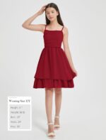 Suggest a better title and return a single title only without any other comments: EXARUS Girls Dress Teen Ruched Layered Ruffle Swing Flowy Spaghetti Strap Valentine Summer Easter Tween Dresses 8-14Y - Image 5