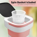 Portable Mini Washing Machine, 16L Foldable Washer and Dryer with 3 Modes Deep Cleaning, Upgraded Small Collapsible Laundry for Hotel, Apartment, Home and Travel - Pink - Image 3