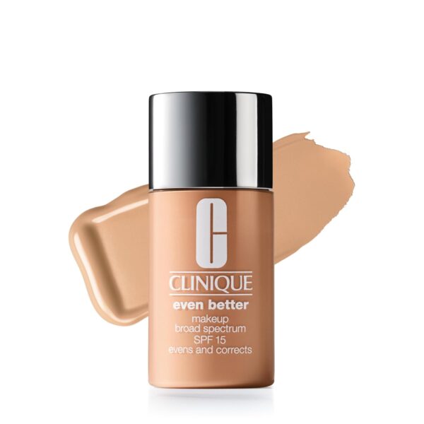 Suggest a better title and return a single title only without any other comments: Clinique Even Better Makeup Liquid Foundation SPF 15 With Vitamin C For Dry + Oily Combination Skin Types | Medium Coverage + Natural Finish | Evens Skin Tone + Reduces Dark Spots