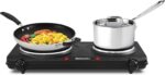 Elite Gourmet EDB-302BF Countertop Double Cast Iron Burner, 1500 Watts Electric Hot Plate, Temperature Controls, Power Indicator Lights, Easy to Clean, Black - Image 3