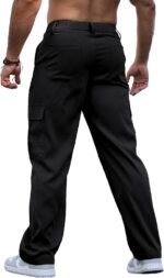 Comdecevis Mens Casual Cargo Pants Baggy Straight Leg Sweatpants with Large Flap Pockets Hiking Sports Trousers - Image 2