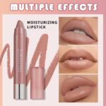 Nuetral Nude Hydrating Cream Lipstick Lip Crayon for Women, Natural Nude Lipstick Color Goes on Smoothly, Moisturizing Retractable Lips Crayon Liner for Ombre Shades, Tinted Lip Balm Liner in One - Image 4