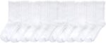 Suggest a better title and return a single title only without any other comments: Hanes girls Uniform Crew Socks, Plain White Crew Socks, Knit Crew Socks for Girls, 10-pairs - Image 2