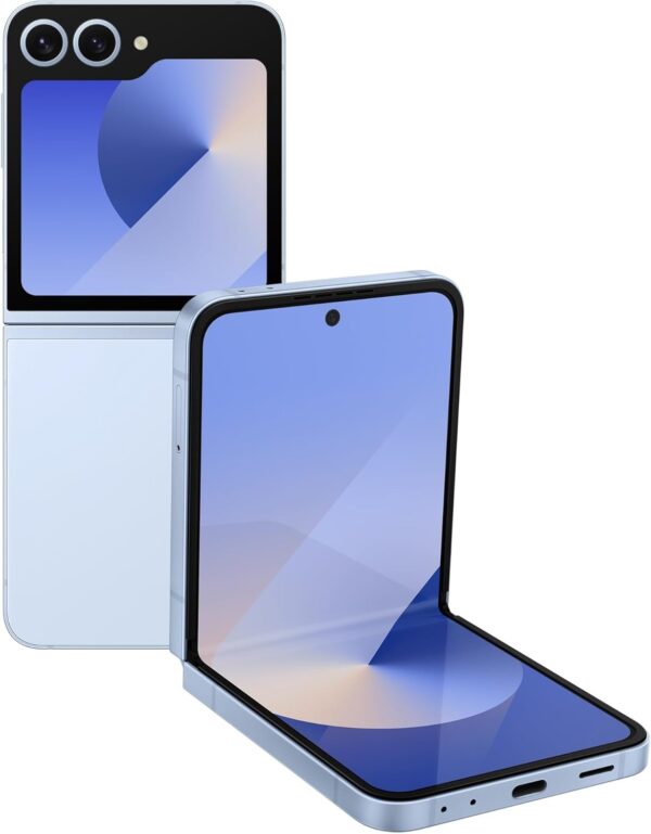 Samsung Galaxy Z Flip 6 AI Cell Phone, 256GB Unlocked Android Smartphone, FlexCam, Photo Assist, Camcorder Mode, Live Interpreter, Foldable Design, 2024, Blue (Renewed)