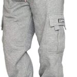 Men's Cargo Sweatpants Casual Fleece Joggers Loose Fit Open Bottom Athletic Pants for Men with Pockets