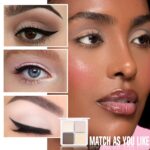 4 Colors Beige Nude Brown Pink Yellow Eye Shadow Powder Palette Makeup, Neutral Travel Matte Shimmer Creme QuadsEyeshadow Palette for Women Highly Pigmented Waterproof, paleta de sombras de ojos 01 - Image 5