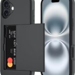 Qinmay Compatible with iPhone 17 Case Wallet,Built-in Card Holder, Heavy Duty Protective Dual Layer Shockproof Hidden Card Slot Slim Wallet Phone Cover for iPhone 17 ，Black