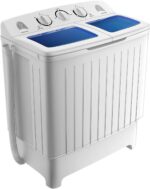 Giantex Portable Washing Machine, 20lbs Capacity, Twin Tub 2lbs Washer & 8lbs Spinner Combo, Compact for Apartment RV Dorms, Blue & White, GT24267-PE - Image 2