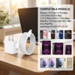 iPhone 17 16 15 Charger Fast Charging,2Pack 20W Apple iPad USB C Wall Chrager Block with 6FT USB C to C Cable for iPhone 17/Pro/Pro Max/17 Air/ 16/16 Pro/16 Pro Max/15/Plus/Pro/Pro Max (White) - Image 7