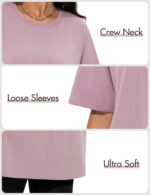 4 Pack Oversized Tshirts for Women, Loose Fit Crew Neck Summer Baggy Tops Workout Tees Plus Size T Shirts - Image 4