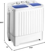 Giantex Portable Mini Compact Twin Tub Washing Machine 20lbs Washer Spain Spinner Portable Washing Machine, Blue+ White - Image 9