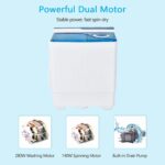 COSTWAY Portable Washing Machine, Twin Tub 26 Lbs Capacity, 18 Lbs Washer and 8 Lbs Spinner, Compact Washer with Control Knobs, Timer Function, Drain Pump, Laundry washer for Apartment RV, Blue - Image 9