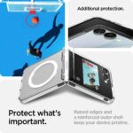 Spigen for Galaxy Z Flip 7 Case, Ultra Hybrid Pro MagFit [Hinge Protection] [Qi2.1 Certified/Magnet for Galaxy] - Clear White - Image 7