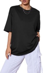 5 Pack Womens Oversized T Shirts Crew Neck Loose Fit Short Sleeve Tshirts Summer Workout Plus Size Tee Tops - Image 2