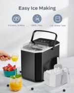 Silonn Ice Maker Countertop, Portable Ice Machine with Carry Handle, Self-Cleaning Ice Makers with Basket and Scoop, 9 Cubes in 6 Mins, 26 lbs per Day, Ideal for Home, Kitchen, Camping, RV - Image 2