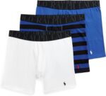 POLO RALPH LAUREN Underwear Boxer Brief, 3-Pack, Stretch Classic Fit, Moisture Wicking Pouch, Regular, Trunk & Long Leg