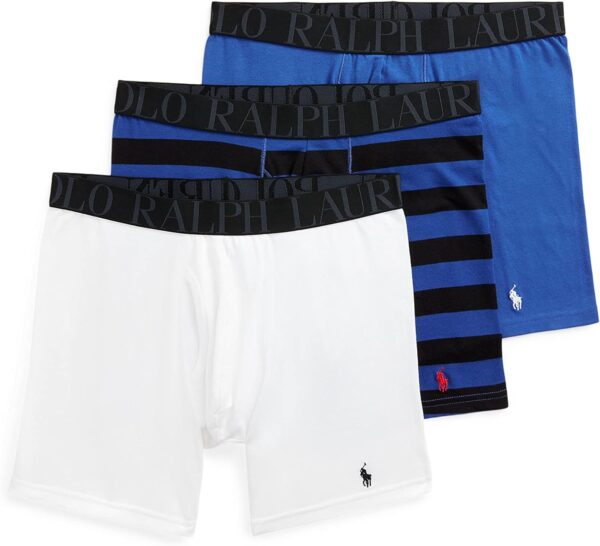 POLO RALPH LAUREN Underwear Boxer Brief, 3-Pack, Stretch Classic Fit, Moisture Wicking Pouch, Regular, Trunk & Long Leg