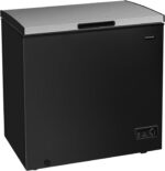 FRIGIDAIRE Chest Deep Freezer, 7 Cu. Ft, Black Adjustable Thermostat-Removable Vinyl Coated Wire Basket-Easy Defrost Drain, Eye-Catching Stainless Steel Top Door- Garage Ready - Image 2