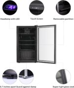 Antarctic Star 26 Bottle 130 Can Wine Cooler/Cabinet Beverage Refrigerator Mini Wine Cellar Beer Soda Clear Glass Door Bar Fridge Quiet Compressor Adjust Temp Freestanding Indoor Use 3.2cu.ft Black - Image 3