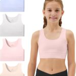 Suggest a better title and return a single title only without any other comments: Girls Soft Training Bras 7-12 Seamless First Bra Girls Sports Bras Longline Crop - No Pads, Chest Double Lined