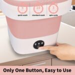 Portable Mini Washing Machine, 16L Foldable Washer and Dryer with 3 Modes Deep Cleaning, Upgraded Small Collapsible Laundry for Hotel, Apartment, Home and Travel - Pink - Image 5