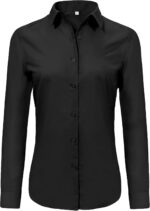 Ruisin Super Soft Wrinkle Free Button Down Shirts for Women Solid Long Sleeve Striped Formal Work Dress Blouses Tops
