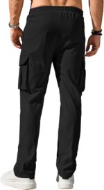 Comdecevis Men's Casual Cargo Pants Workout Joggers Stretch Sweatpants Hiking Drawstring Tactical Pants with Multi Pockets - Image 4