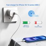 10ft Cable for Apple iPhone 16 15 Pro Max Charger Fast Charging iPad AirPods 4 (USB-C), 20w Type C Blcok 10-ft Long USB C to C Cord White 1Pack - Image 2