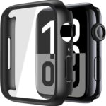 Misxi 2 Pack Tempered Glass Case Compatible for Apple Watch Series 11 (2025) Series 10 46mm, Screen Protector Cover for iWatch, Black