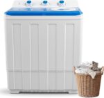 Portable Washing Machine Twin Tub - 14lbs Compact Washer (9,5lbs) and Spinner Dryer (4.5lbs) Combo with Drain Pump - Semi Automatic Washing Machine for Apartments, Dorms, RVs, Camping - Blue