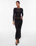 INLYRIC Women's Cosnufy Mesh Sheer Long Sleeve Tops See Through Boat Neck Going Out Tops Trendy Sexy Shirts - Image 2