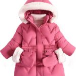 3T 4T 5T 6T Toddler Girls Winter Coat Jacket Outwear Clothes Warm Overcoat Snowsuit Puffer Parka Fur Lined Hood Kids