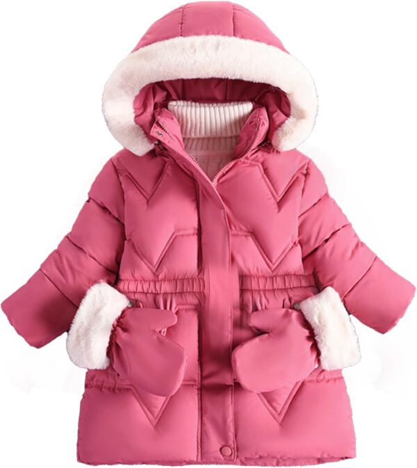 3T 4T 5T 6T Toddler Girls Winter Coat Jacket Outwear Clothes Warm Overcoat Snowsuit Puffer Parka Fur Lined Hood Kids