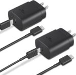 Type C Charger 2-Pack 25W Type C Fast Charging Block with 6ft USB C Charger Cable Compatible with Galaxy S25 S24 S23 S22 S21+/Phone 17/16/16 Pro Max/15/15 Pro Max/15 Plus-Black