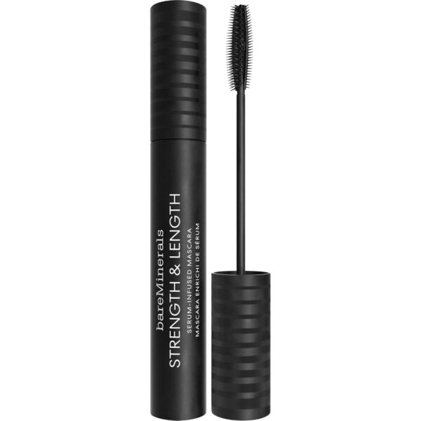 bareMinerals Strength & Length Serum-Infused Black Mascara with Plant-Based Lash Serum, Lengthens, Lifts & Defines for Healthier Lashes, Vegan, Safe for Contact Lens Wearers