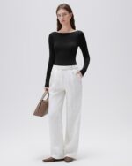 SUUKSESS Cloud Cashmere Women Boat Neck Fitted Long Sleeve Shirt Basic Knit Tops - Image 4