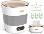 Portable Washing Machine, Mini Washer and Spin-Dryer With Folding Hanger, 16L Large Capacity Small Compact Laundry Machine of Underwear, Baby Clothes, for Apartments, Dormitories, RV, Travel, (White)