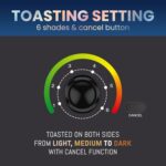 Elite Gourmet ECT1027B Cool Touch Toaster with 6 Temperature Settings & Extra Wide 1.25" Slots for Bagels, Waffles, Specialty Breads, Puff Pastry, Snacks, ETL Certified, 2 Slices, Black - Image 5