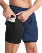 Aolesy Men's 2 in 1 Running Shorts 5" Workout Gym Athletic Shorts for Men Quick Dry Lightweight Training Shorts with Pockets