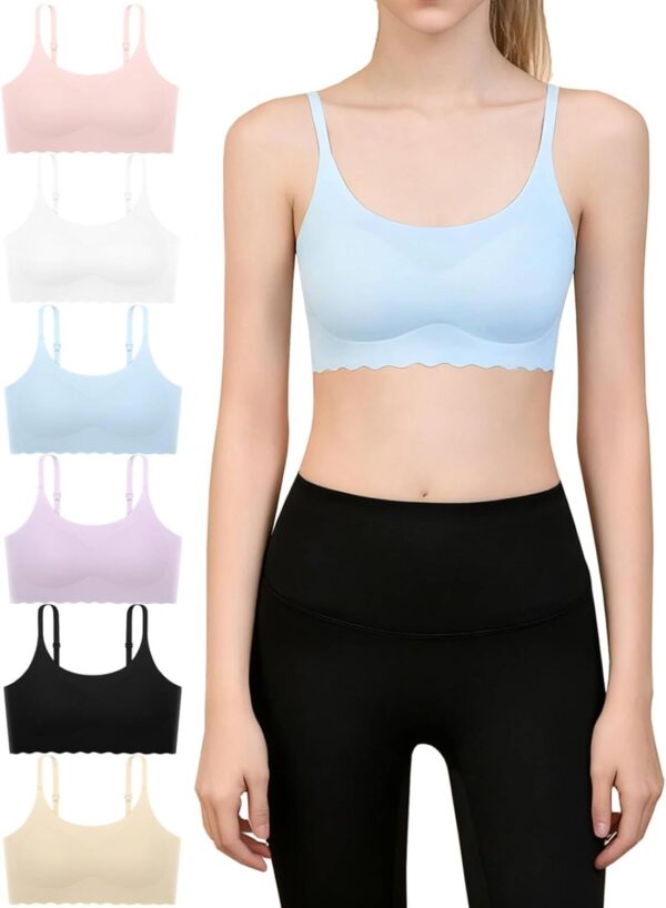 Suggest a better title and return a single title only without any other comments: Finihen Teen Girls Seamless Training Bra No Show Sports Bra with Removable Padding Adjustable Strap Multipack.