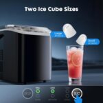Sweetcrispy Countertop Ice Maker Machine, Portable Self-Cleaning Ice Machine with Ice Scoop, Basket and Handle, 9 Cubes in 6 Mins, 26.5lbs/24Hrs, 2 Sizes of Bullet Ice for Home Kitchen, Coal Black - Image 5