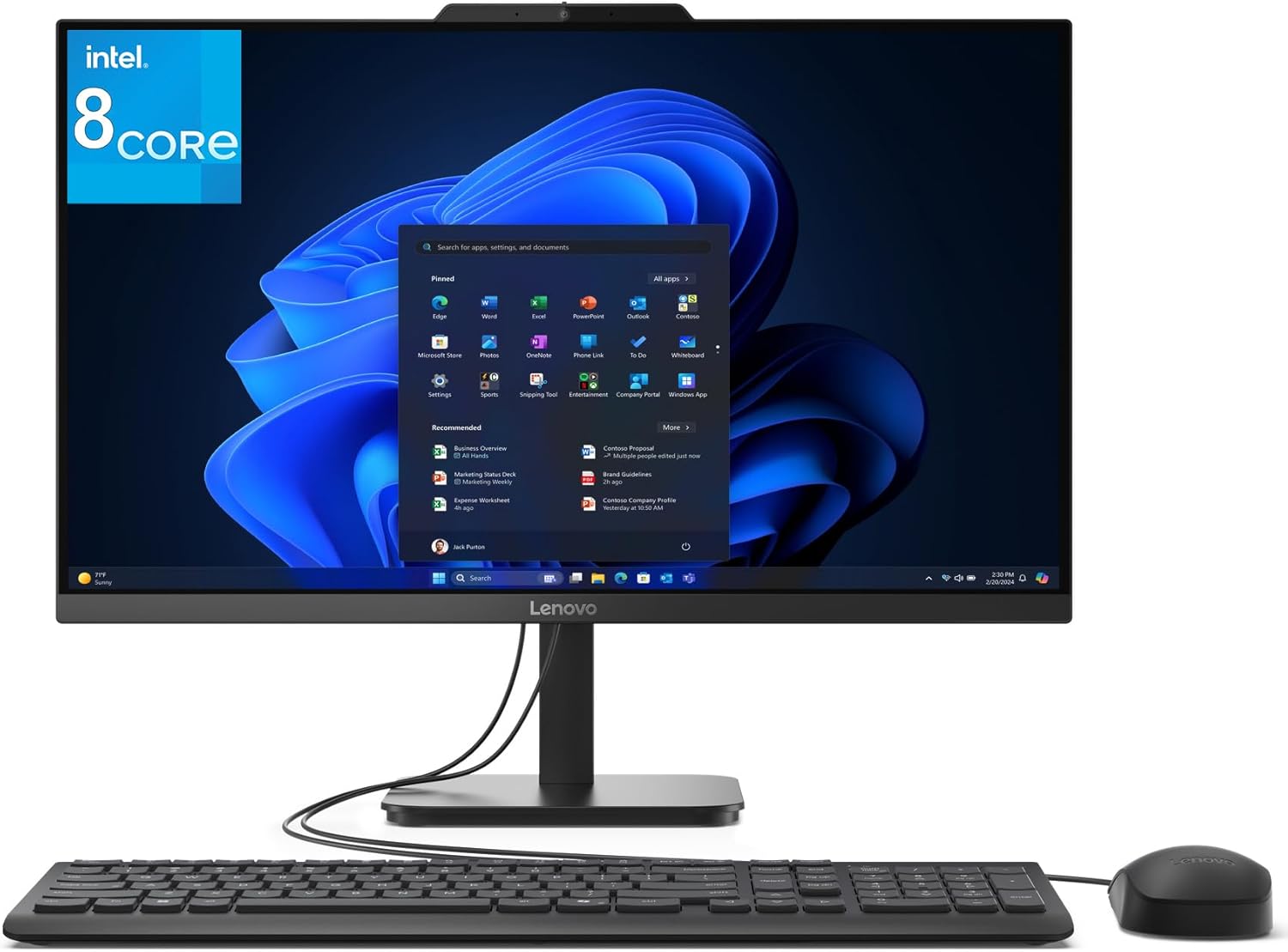Lenovo 24 23.8" All-in-One Desktop Computer for Home Office, 32GB Lenovo 24 23.8" All-in-One Desktop Computer for Home Office, 32GB RAM, 1TB PCIe SSD, Intel Processor 8-Core i3-N305, Lifetime Office 365 for Web, FHD AIO PC, WiFi 6, BT 5.2, Win 11, Ebony Black